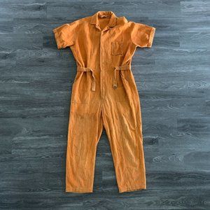 Vintage 50s 60s Corduroy Diplomat Orange Jumpsuit Coveralls Talon Zipper Sz. XL